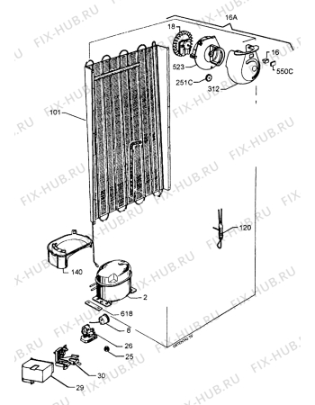 Взрыв-схема холодильника Zanussi ZF4BLUS - Схема узла Cooling system 017