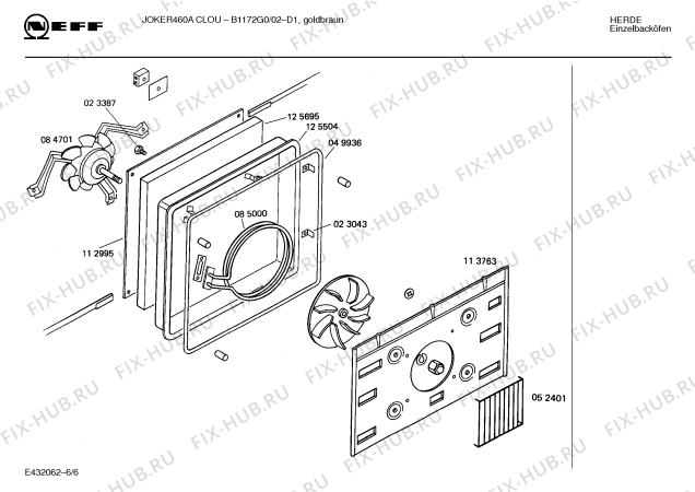 Схема №5 B1172G0 JOKER 460 A CLOU с изображением Панель управления для плиты (духовки) Bosch 00282032