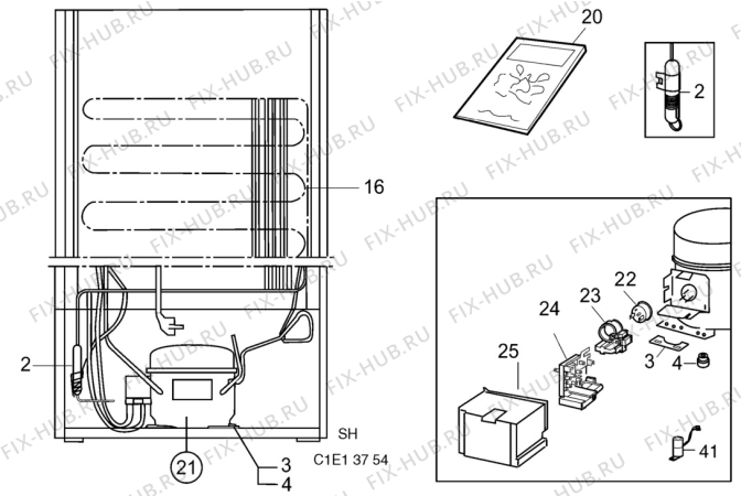 Взрыв-схема холодильника Electrolux EU8103K - Схема узла C10 Cold, users manual