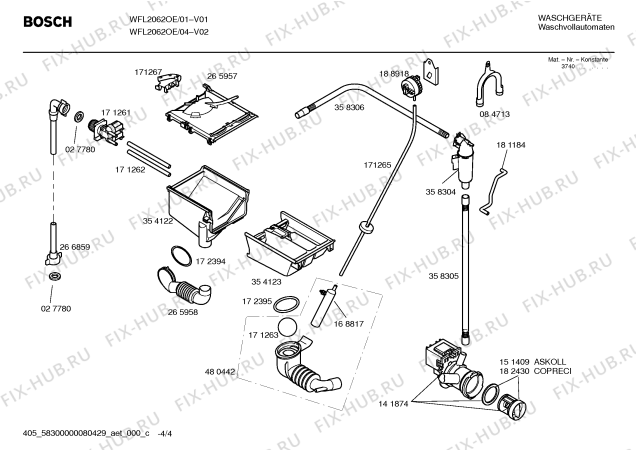 Взрыв-схема стиральной машины Bosch WFL2062OE Maxx WFL 2062 OE - Схема узла 04