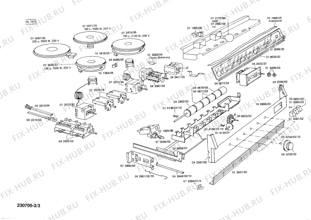 Взрыв-схема плиты (духовки) Siemens HL7473 - Схема узла 03
