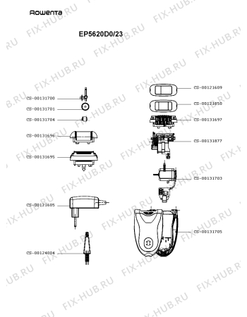 Схема №1 EP5617F0/23 с изображением Элемент корпуса для электроэпилятора Rowenta CS-00131705