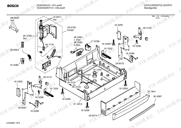 Схема №5 SGS5945EP с изображением Инструкция по эксплуатации для посудомойки Bosch 00500177