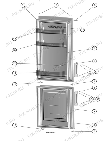 Взрыв-схема холодильника Zanussi ZRB320WO1 - Схема узла Door 003