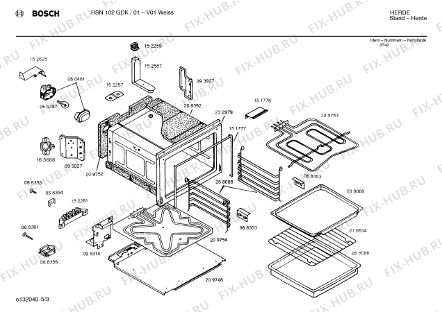 Взрыв-схема плиты (духовки) Bosch HSN102GDK - Схема узла 03