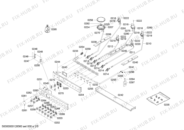 Взрыв-схема плиты (духовки) Bosch HSB745256A - Схема узла 02