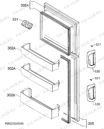 Взрыв-схема холодильника Rex Electrolux RJ2300AOD2 - Схема узла Door 003