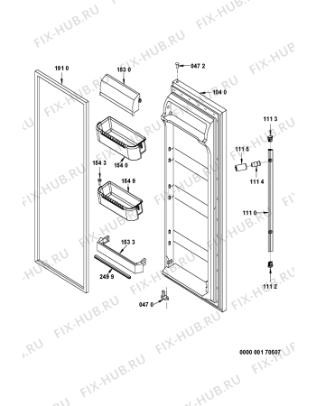 Взрыв-схема холодильника Whirlpool CFS811S (F092170) - Схема узла