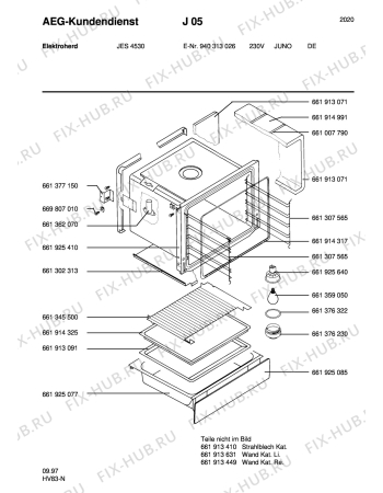 Взрыв-схема плиты (духовки) Juno JUNO JES 4530 - Схема узла Section2