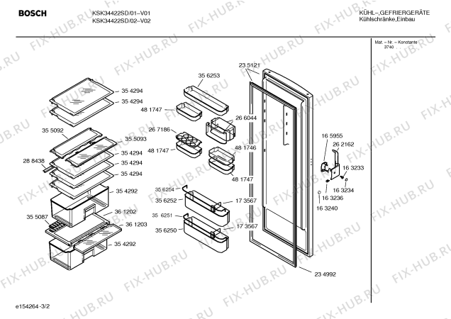 Взрыв-схема холодильника Bosch KSK34422SD - Схема узла 02
