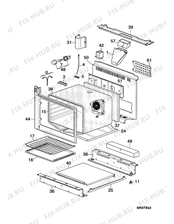 Взрыв-схема плиты (духовки) Arthur Martin CV6490W1   VITRO M.P - Схема узла Oven