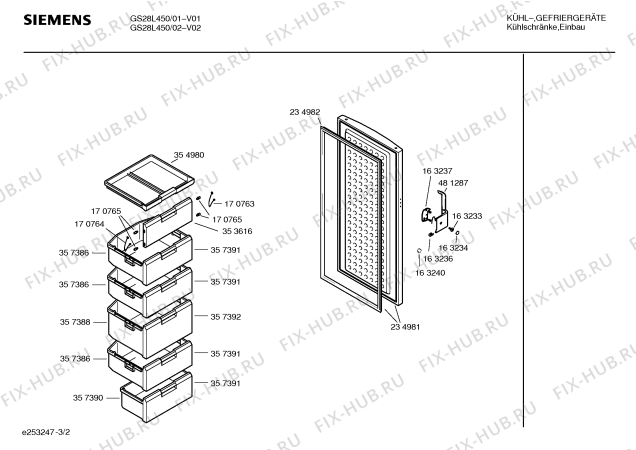 Взрыв-схема холодильника Siemens GS28L450 - Схема узла 02