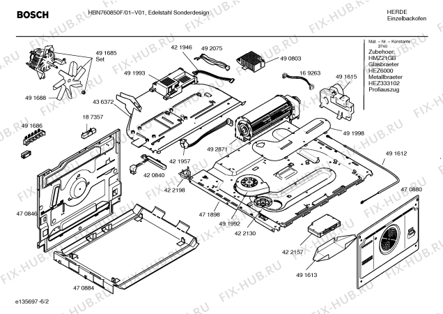 Схема №6 HBN760850F с изображением Фронтальное стекло для духового шкафа Bosch 00472960