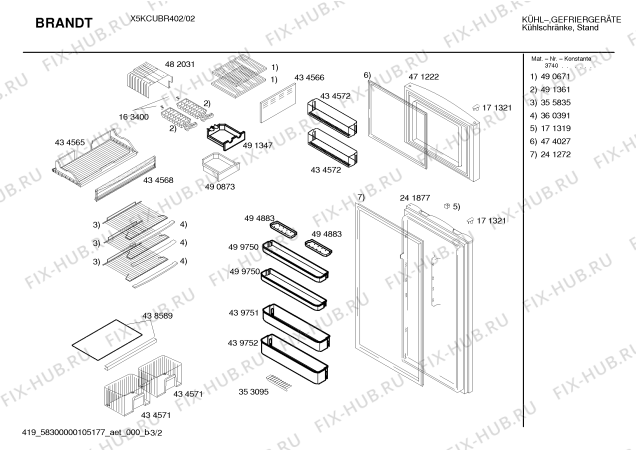 Схема №3 X5KCUBR402 с изображением Контейнер для кубиков льда для холодильной камеры Bosch 00495760