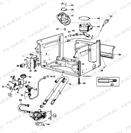 Взрыв-схема посудомоечной машины Electrolux BW340 - Схема узла W10 Water details  E