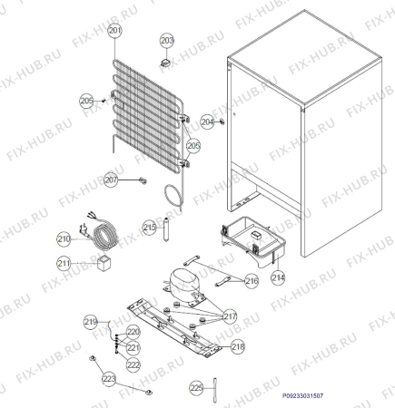 Взрыв-схема холодильника Zanussi ZRG309TW - Схема узла Cooling system 017