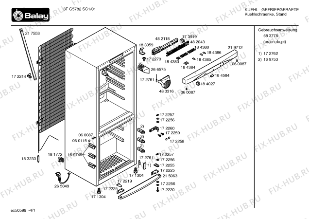 Схема №2 3FG5782SC1 с изображением Дверь морозильной камеры для холодильной камеры Bosch 00236810