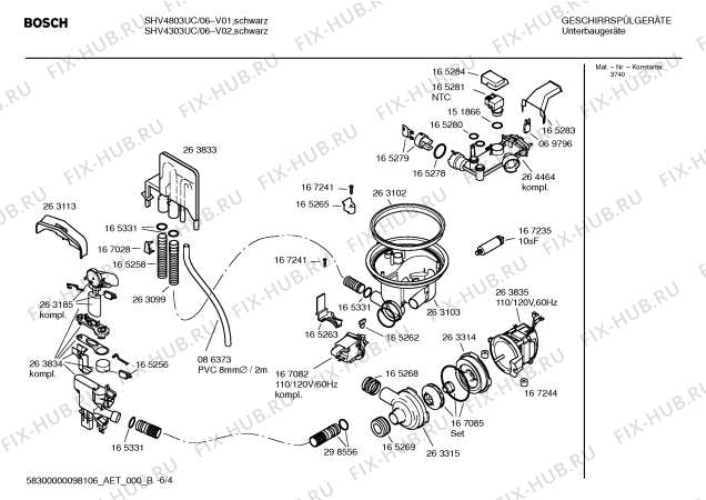 Схема №5 SHV4803UC с изображением Набор кнопок для посудомойки Bosch 00170423