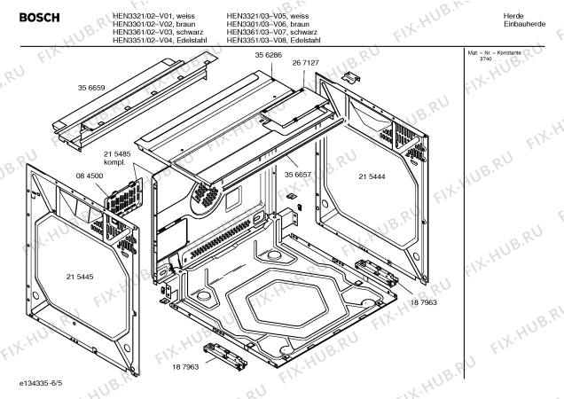 Схема №6 HEN6660 S2001 с изображением Осветительная планка для плиты (духовки) Bosch 00267377