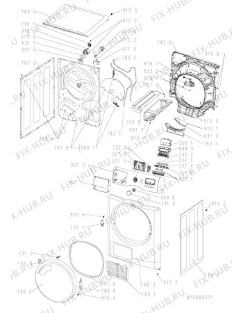 Схема №1 AZB 1059 с изображением Обшивка для стиралки Whirlpool 481010649133