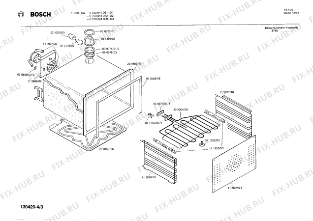 Взрыв-схема плиты (духовки) Bosch 0750041072 EH680SW - Схема узла 03