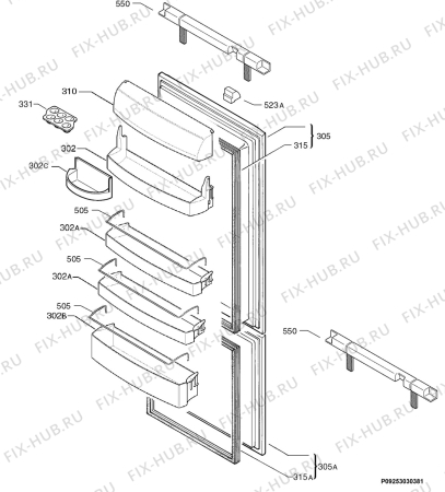 Взрыв-схема холодильника Juno Electrolux JCG94185 - Схема узла Door 003