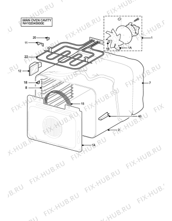 Взрыв-схема плиты (духовки) Zanussi ZOD550X - Схема узла H10 Main Oven Cavity (large)