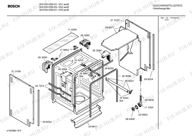 Взрыв-схема посудомоечной машины Bosch SHU5912SK Mixx - Схема узла 03