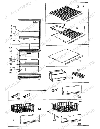 Взрыв-схема холодильника Electrolux ER3006B - Схема узла Internal parts