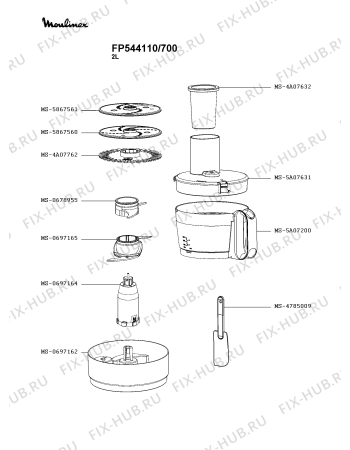 Взрыв-схема кухонного комбайна Moulinex FP544110/700 - Схема узла 4P005540.8P2