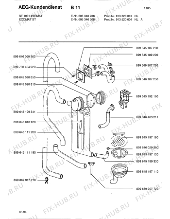 Взрыв-схема комплектующей Zanker ST 1001 INTIMAT  913 - Схема узла Water equipment