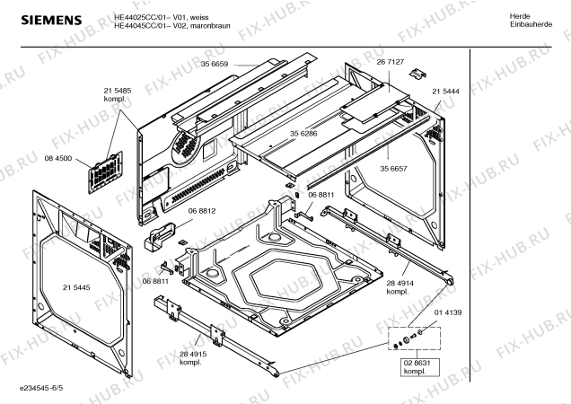 Взрыв-схема плиты (духовки) Siemens HE44025CC - Схема узла 05