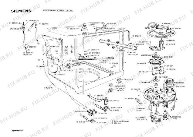 Взрыв-схема посудомоечной машины Siemens WG4511 LADY 450 - Схема узла 02