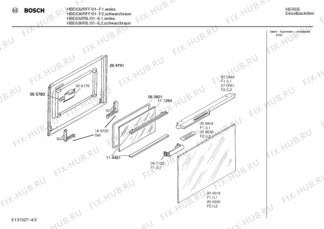 Схема №4 HB322416 HB3224 с изображением Планка для плиты (духовки) Bosch 00271316