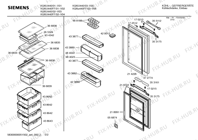 Взрыв-схема холодильника Siemens KI26U440FF - Схема узла 02