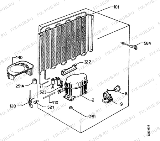 Взрыв-схема холодильника Elektra Bregenz KIR1550 - Схема узла Refrigerator cooling system