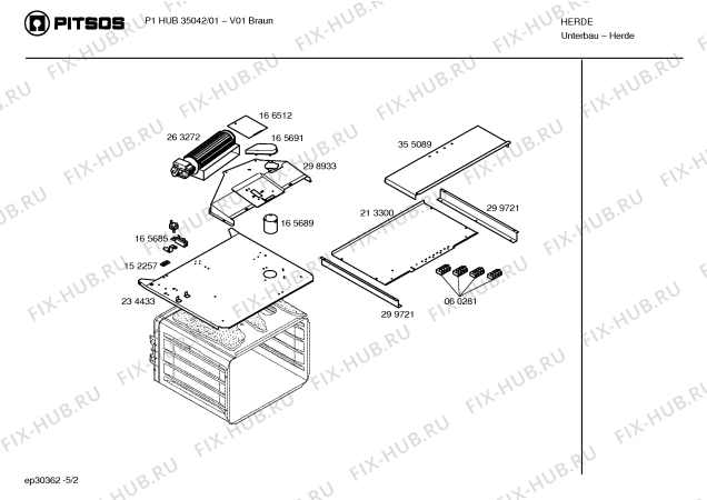 Взрыв-схема плиты (духовки) Pitsos P1HUB35042 - Схема узла 02