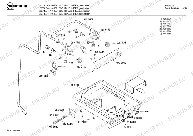 Взрыв-схема плиты (духовки) Neff E2133G1RK 2071.04-10 - Схема узла 07