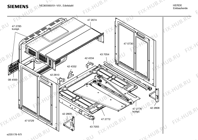 Взрыв-схема плиты (духовки) Siemens HE365560 - Схема узла 05