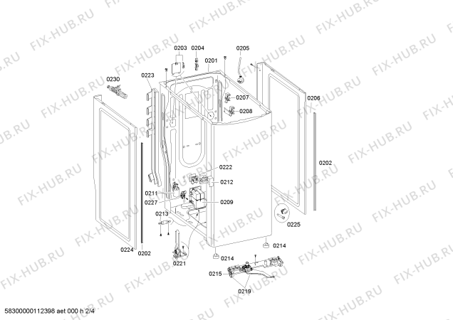 Схема №4 WOT20352OE с изображением Корпус для стиралки Siemens 00247450