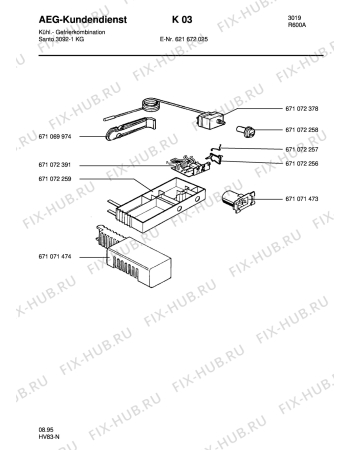 Взрыв-схема холодильника Aeg S3092-1KG - Схема узла Refrigerator electrical equipment