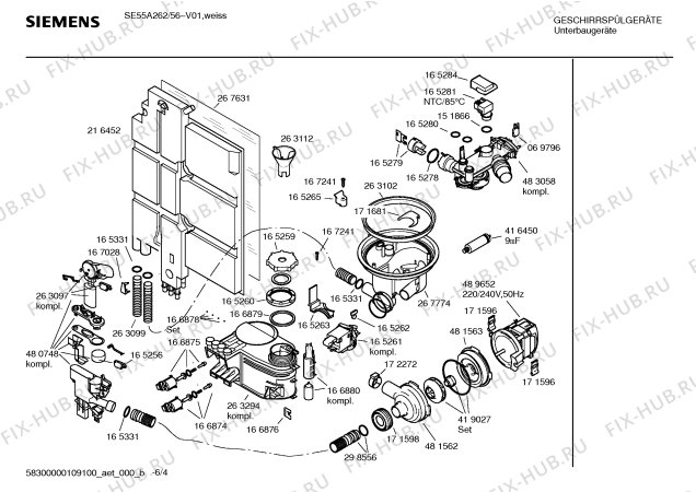 Схема №5 SE35A260 с изображением Передняя панель для посудомойки Siemens 00434595