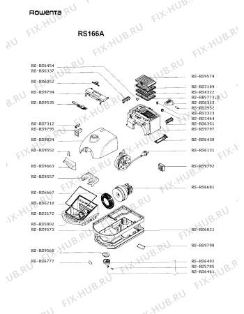 Взрыв-схема пылесоса Rowenta RS166A - Схема узла RS166A__.NL1