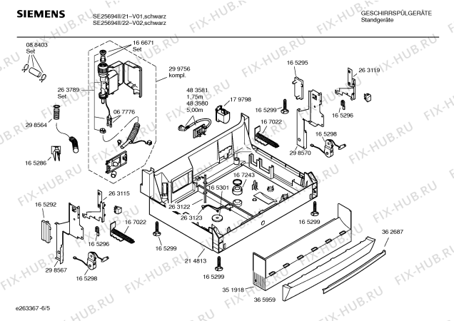 Схема №5 SE25694II PlusSense с изображением Краткая инструкция для посудомойки Siemens 00580276