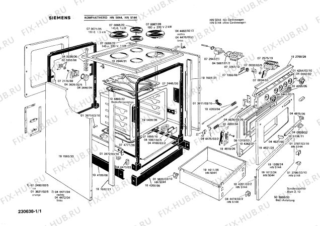 Схема №1 HN5144 с изображением Переключатель для духового шкафа Siemens 00040441