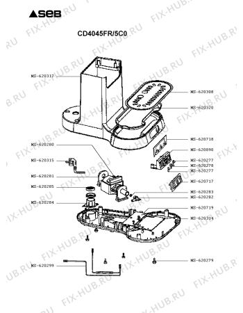 Схема №2 CD404510/5C0 с изображением Запчасть для электрокофеварки Seb MS-620319