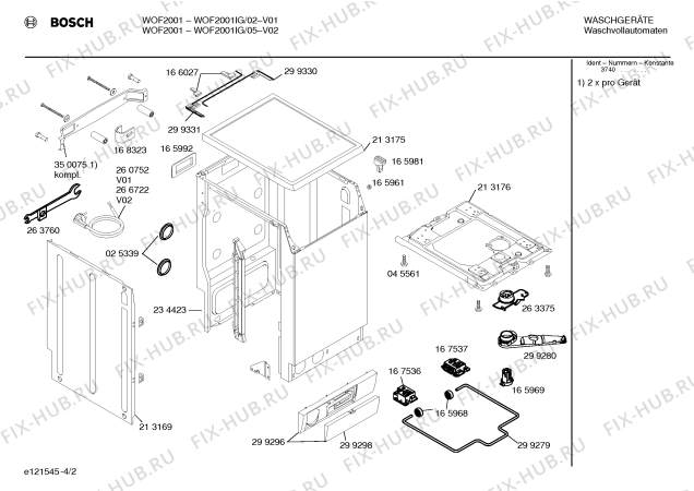 Схема №4 WOF1601IG WOF1601 с изображением Инструкция по эксплуатации для стиралки Bosch 00522563