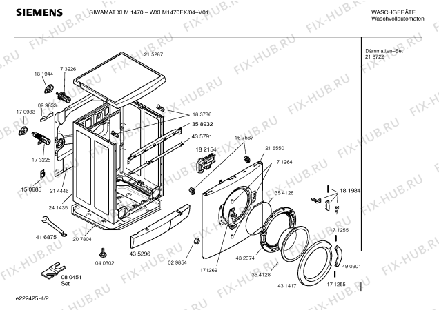 Схема №4 WXLM1470EX SIWAMAT XLM 1470 с изображением Таблица программ для стиралки Siemens 00585402