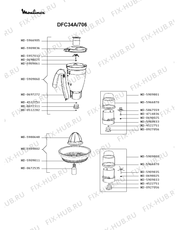 Взрыв-схема кухонного комбайна Moulinex DFC34A/706 - Схема узла BP003727.1P2