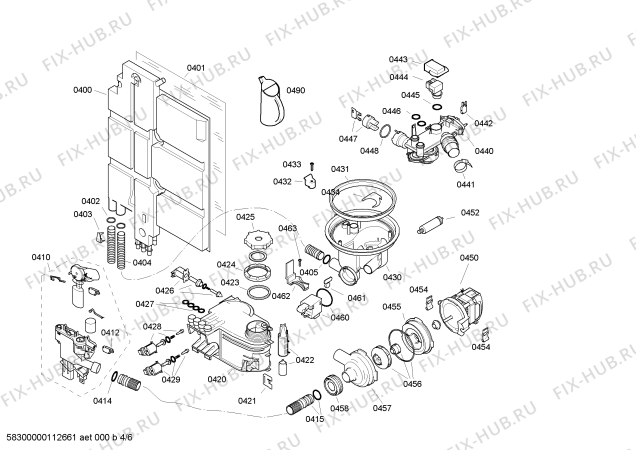 Взрыв-схема посудомоечной машины Bosch SGV09T13EU - Схема узла 04